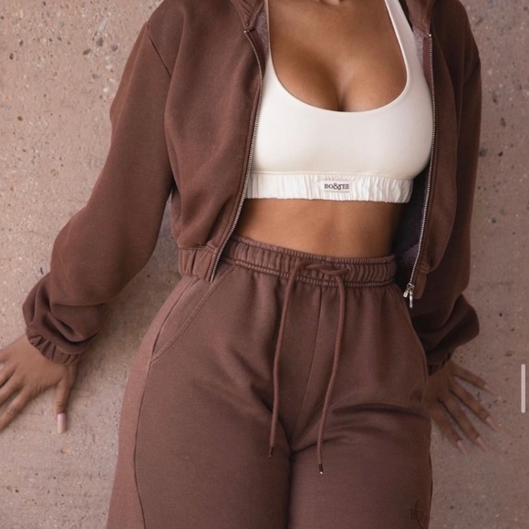 Bo+Tee /Oh Polly Vintage Sport Collection Crop Hoodie Full ZIP Brown Sz M NWT - Picture 14 of 14